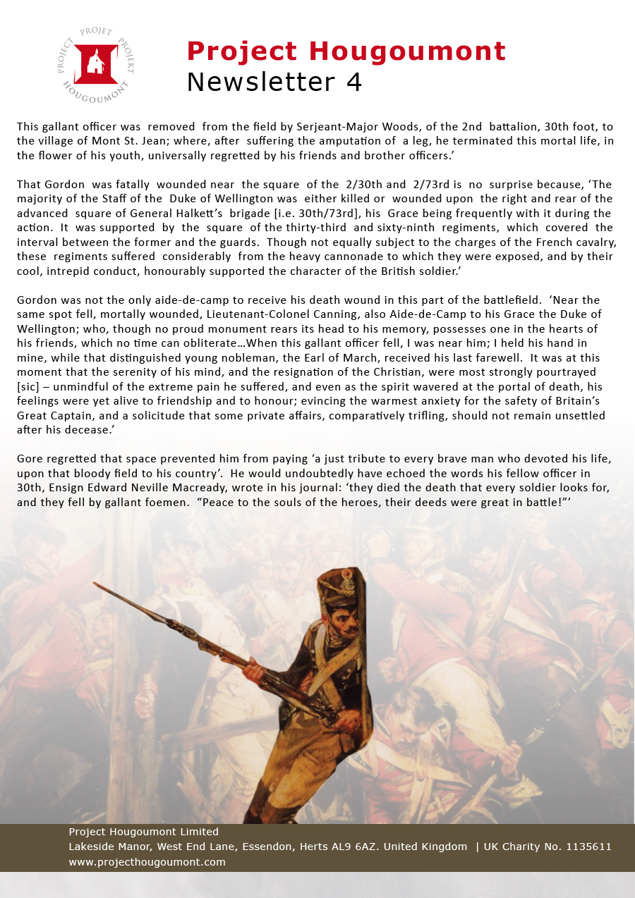 Project Hougoumont Newsletter 2